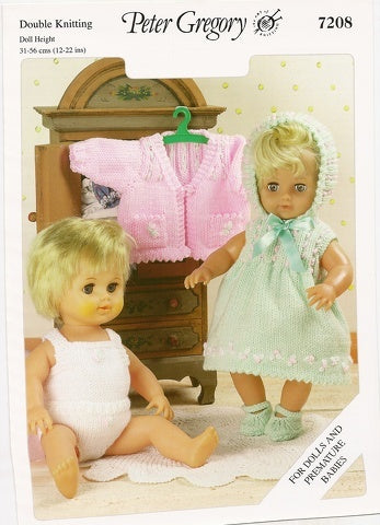 Doll Clothes Knitting Pattern DK 7208