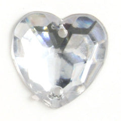 Jewels: Sew-On: Heart: Clear