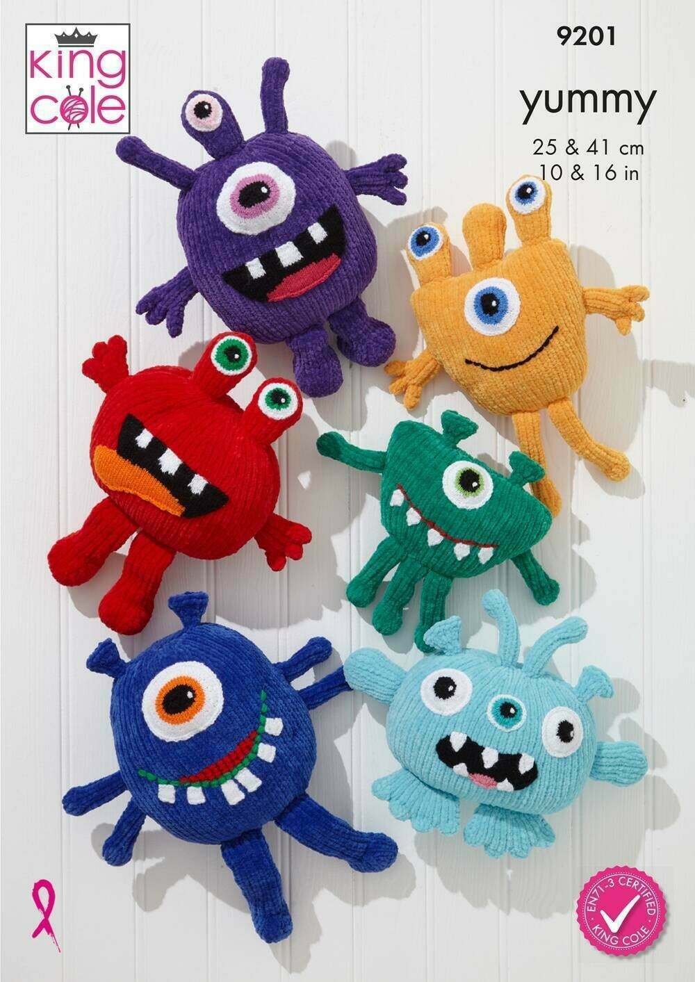 King Cole 9201 Little Monsters in Yummy, Dolly mix DK and Big Value DK 50g Leaflet