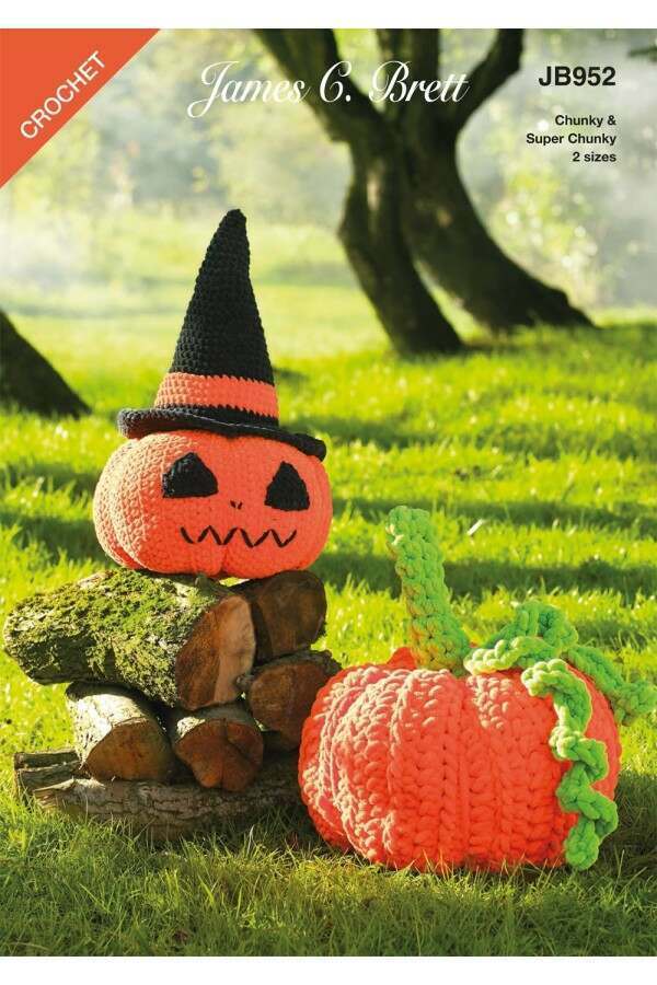 James C Brett JB952 Crochet Pumpkins in Flutterby Chunky and Flutterby Huggable Leaflet