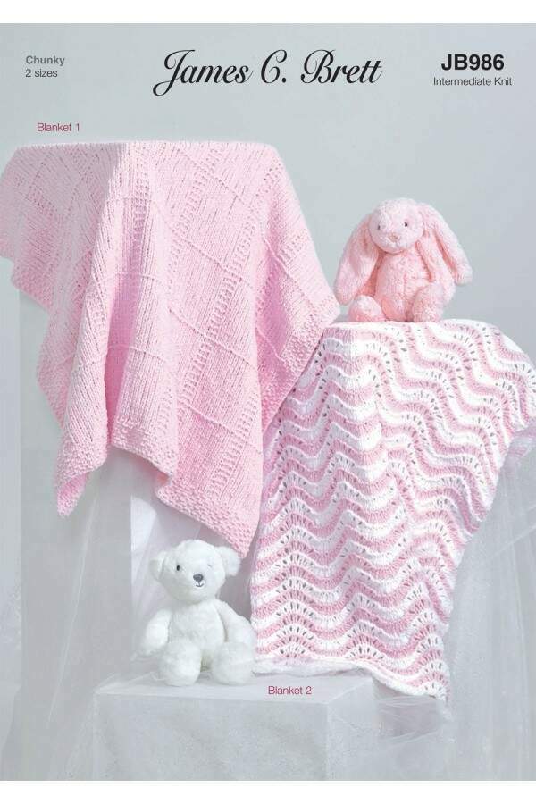 James C Brett 986 Blankets in Flutterby Chunky leaflet