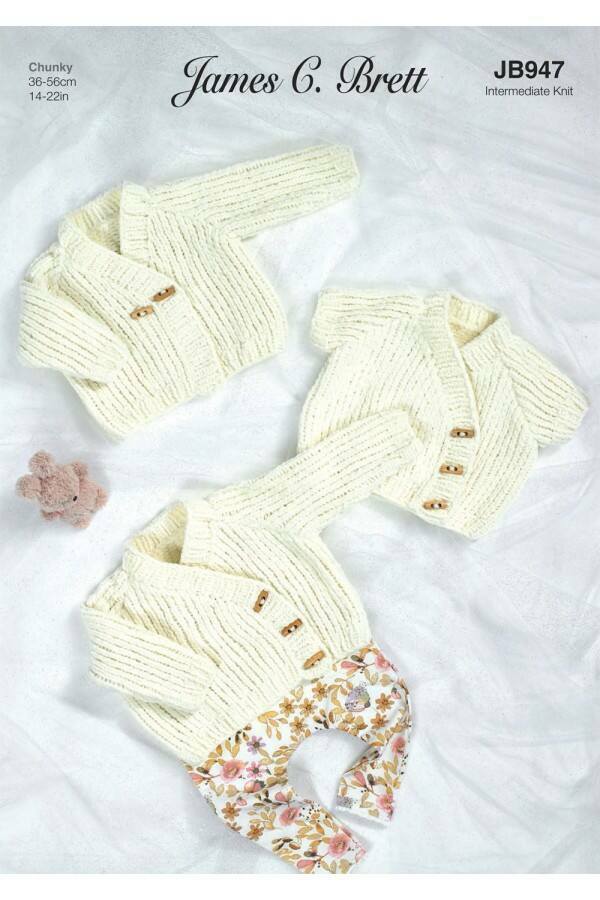 James C Brett 947 Cardigans in Flutterby Chunky leaflet
