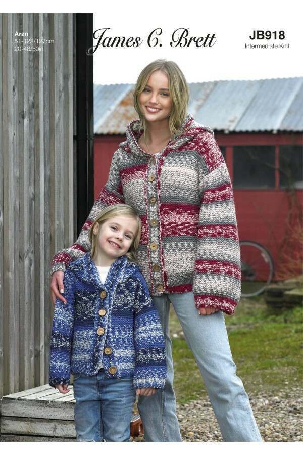James C Brett JB918 Cardigan in Scandi Croftland Aran Leaflet
