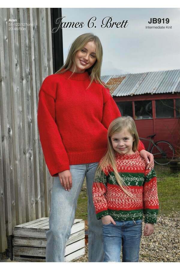 James C Brett JB919 Sweaters in Scandi Croftland Aran or Croftland Aran Leaflet