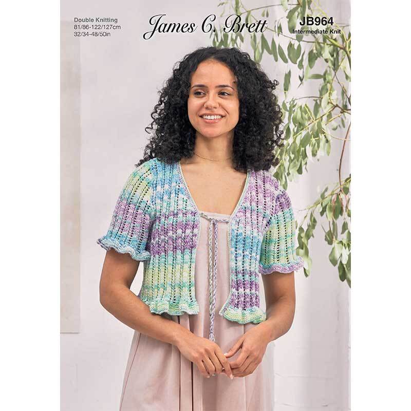 James C Brett JB964 Cardigan in Cotton Waves DK Pattern