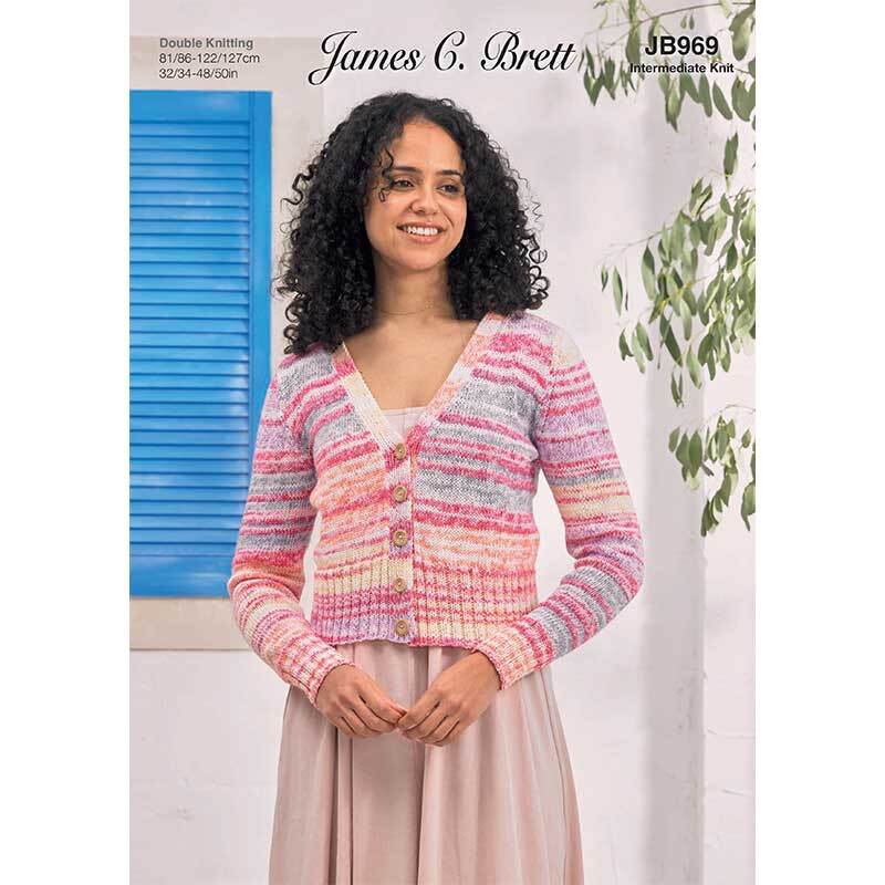 James C Brett JB969 Cardigan in Cotton Waves DK Pattern