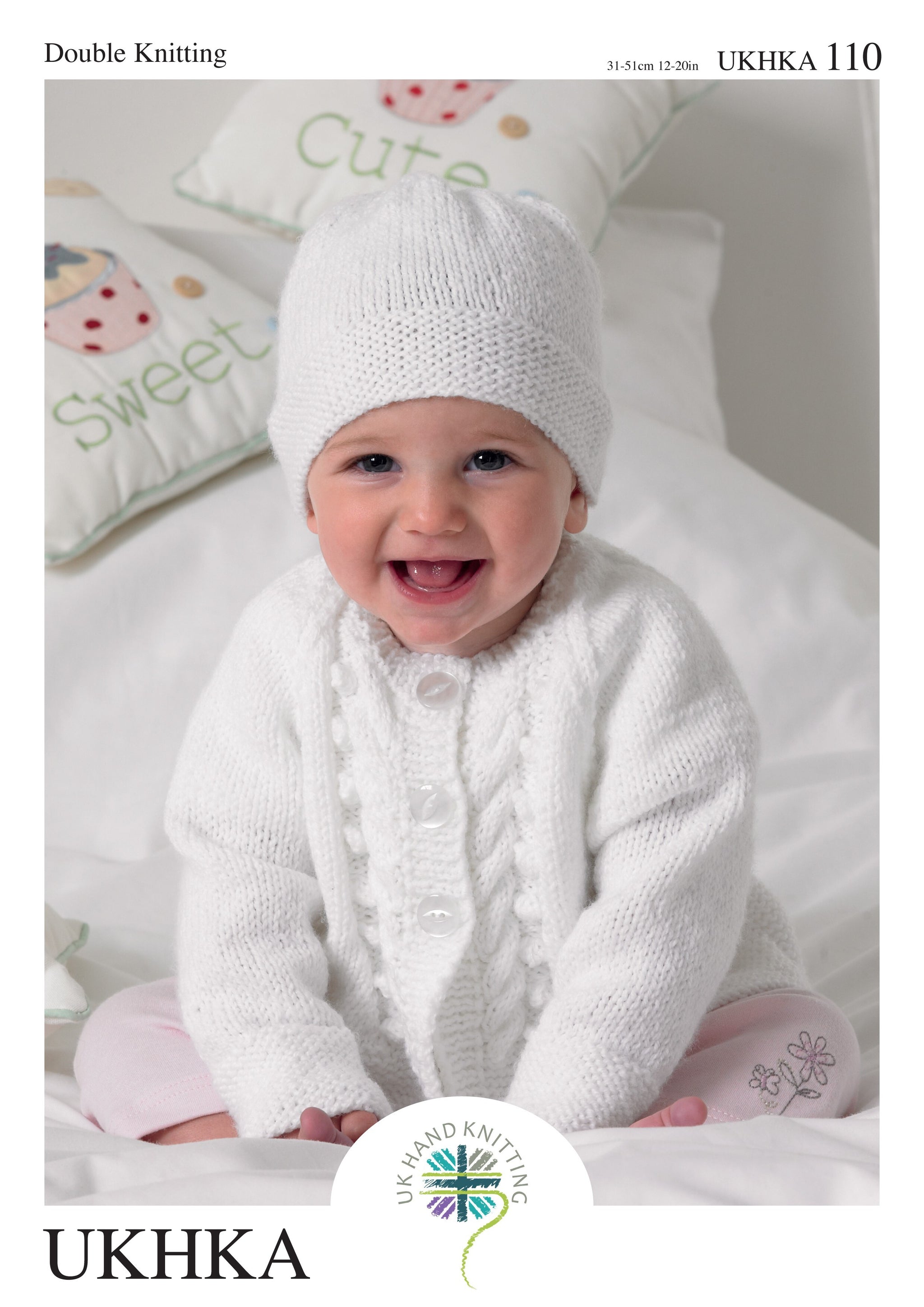 UKHKA 110 Baby Cardigans, Hat & Blanket in DK Leafleat