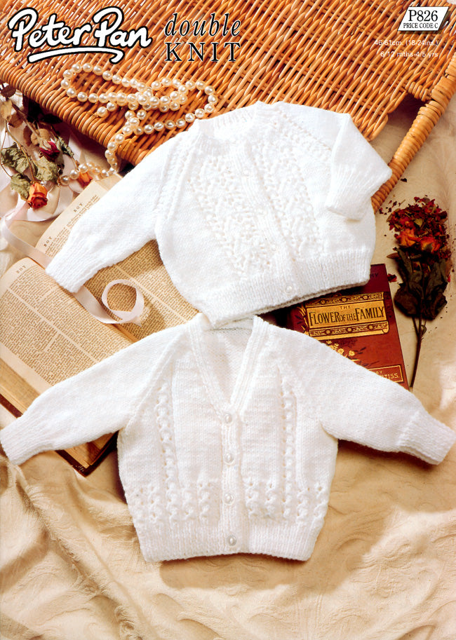 Wendy Peter Pan Baby DK: P826 Round Neck & V Neck Cardigan (Downloadable PDF)