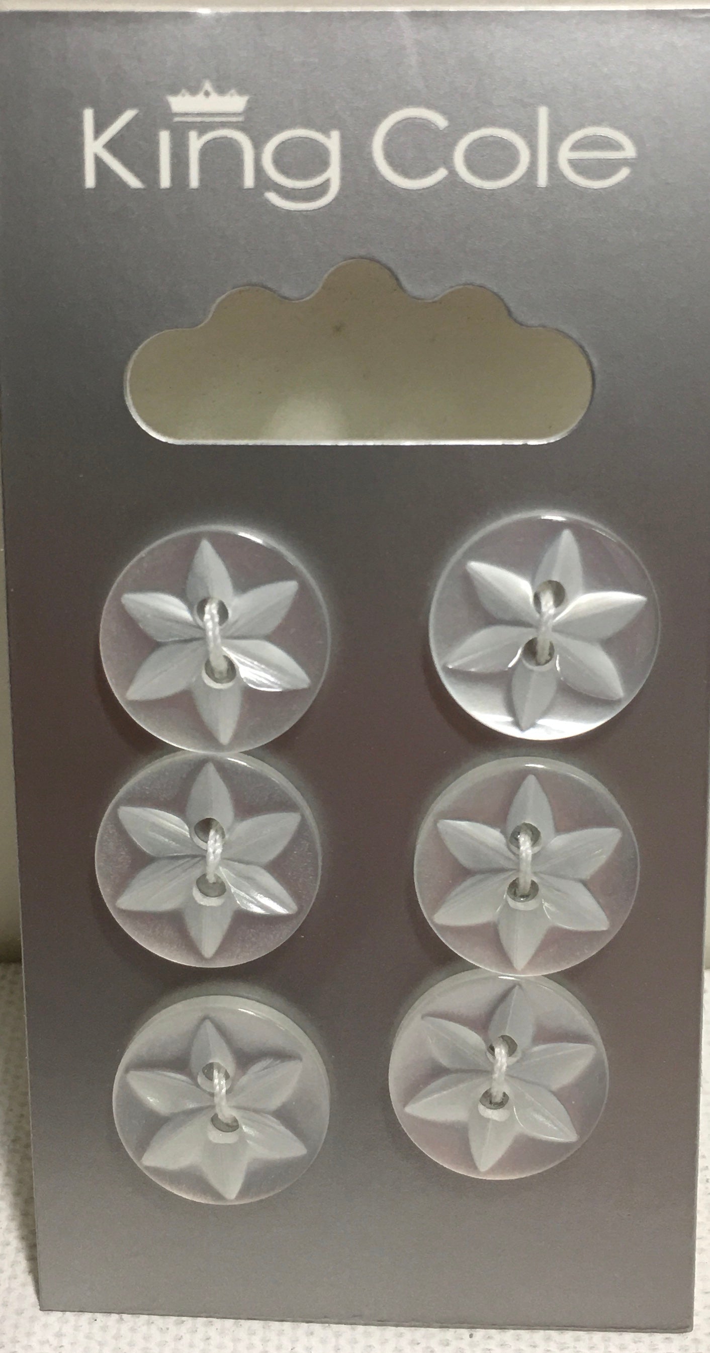 BUT003 Star Buttons: White Medium