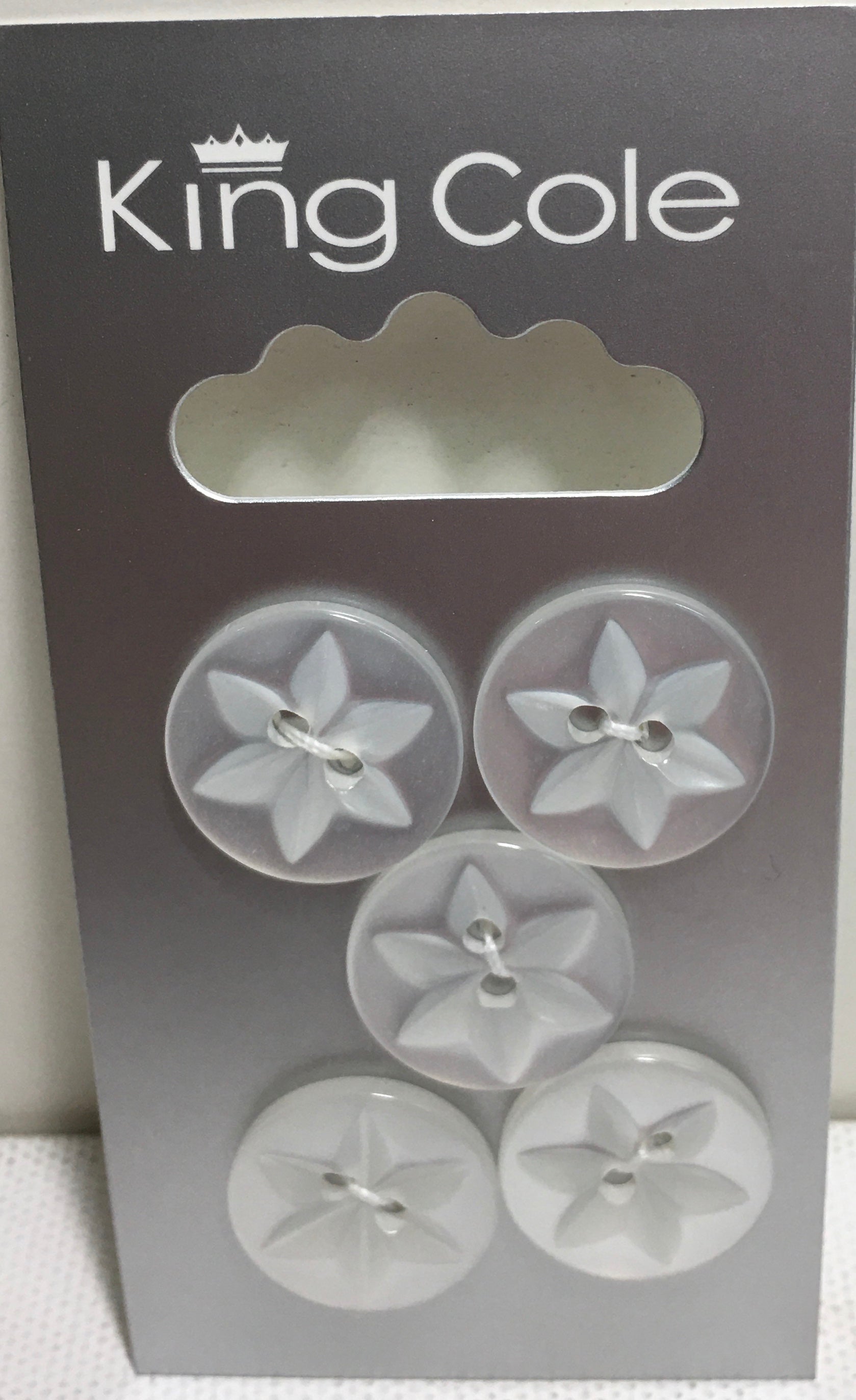 BUT004 Star Buttons: White Large