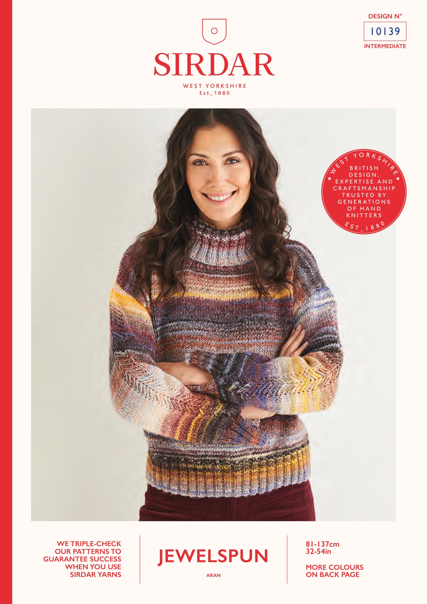 Sirdar 10139 Women’s Roll Neck Sweater in Jewelspun Leaflet