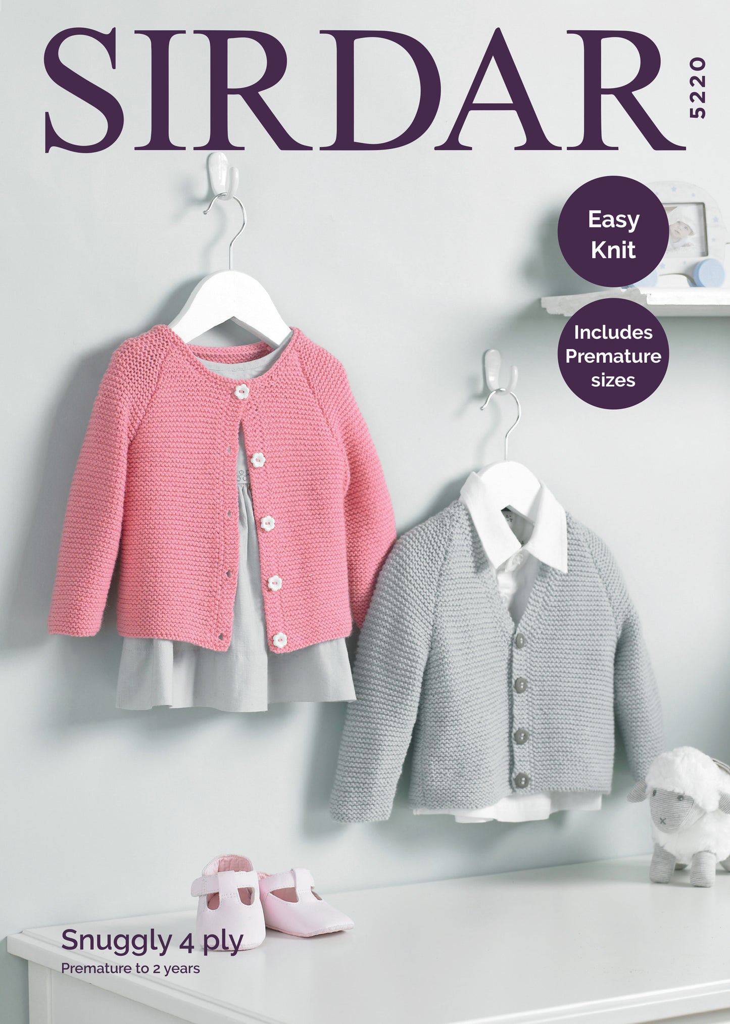 Sirdar 5220 Baby's V Neck and Round Neck Caridgans in Snuggly 4 Ply Leaflet