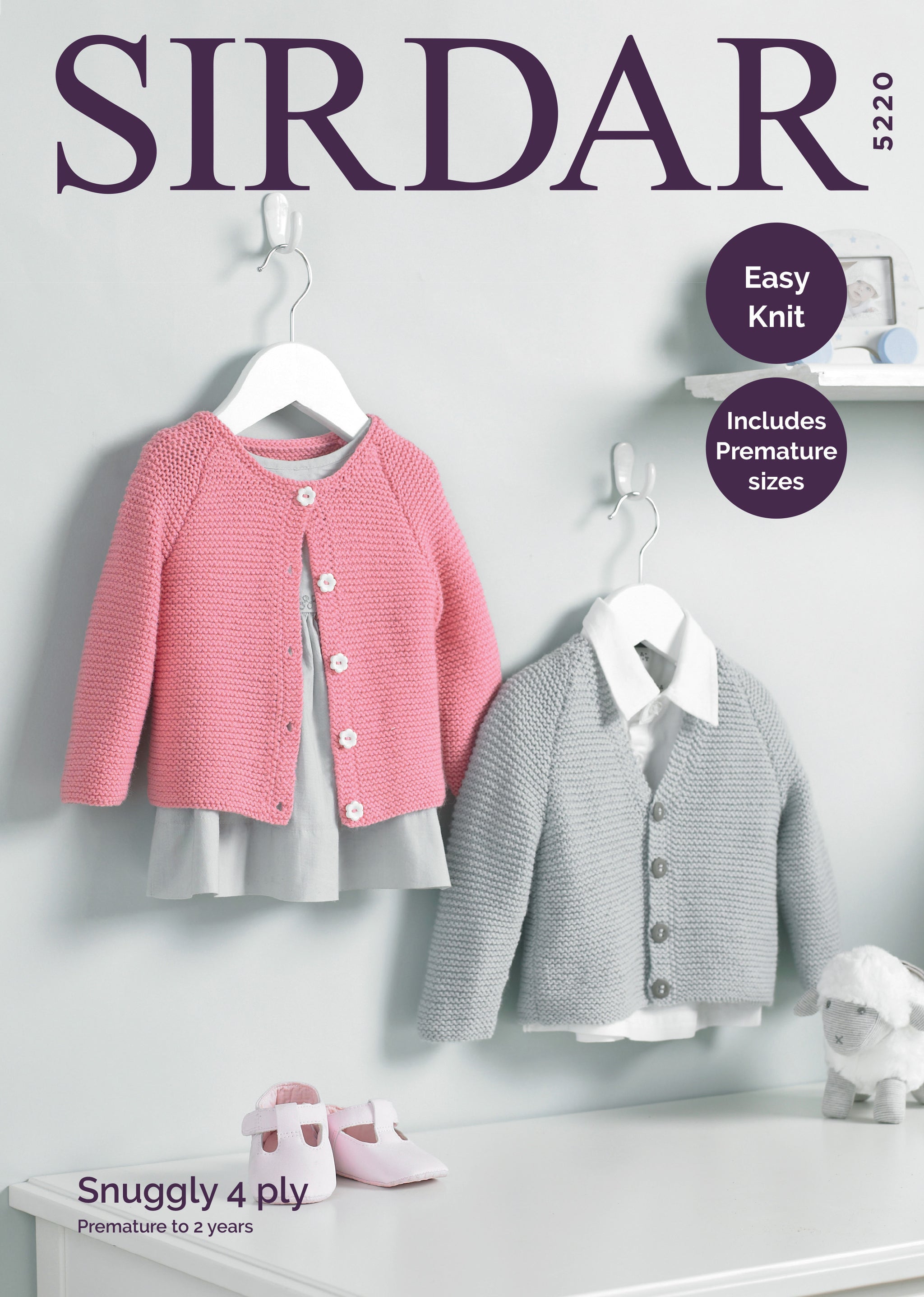 Sirdar 5220 Baby's V Neck and Round Neck Caridgans in Snuggly 4 Ply Leaflet