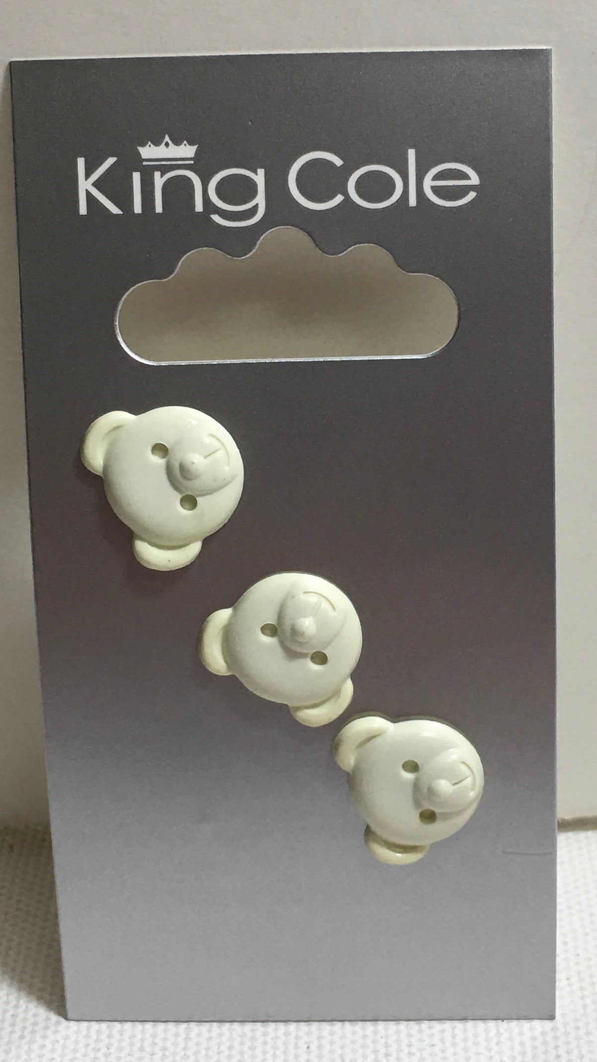 BUT087 Animal Buttons: Teddy Face Cream Buttons