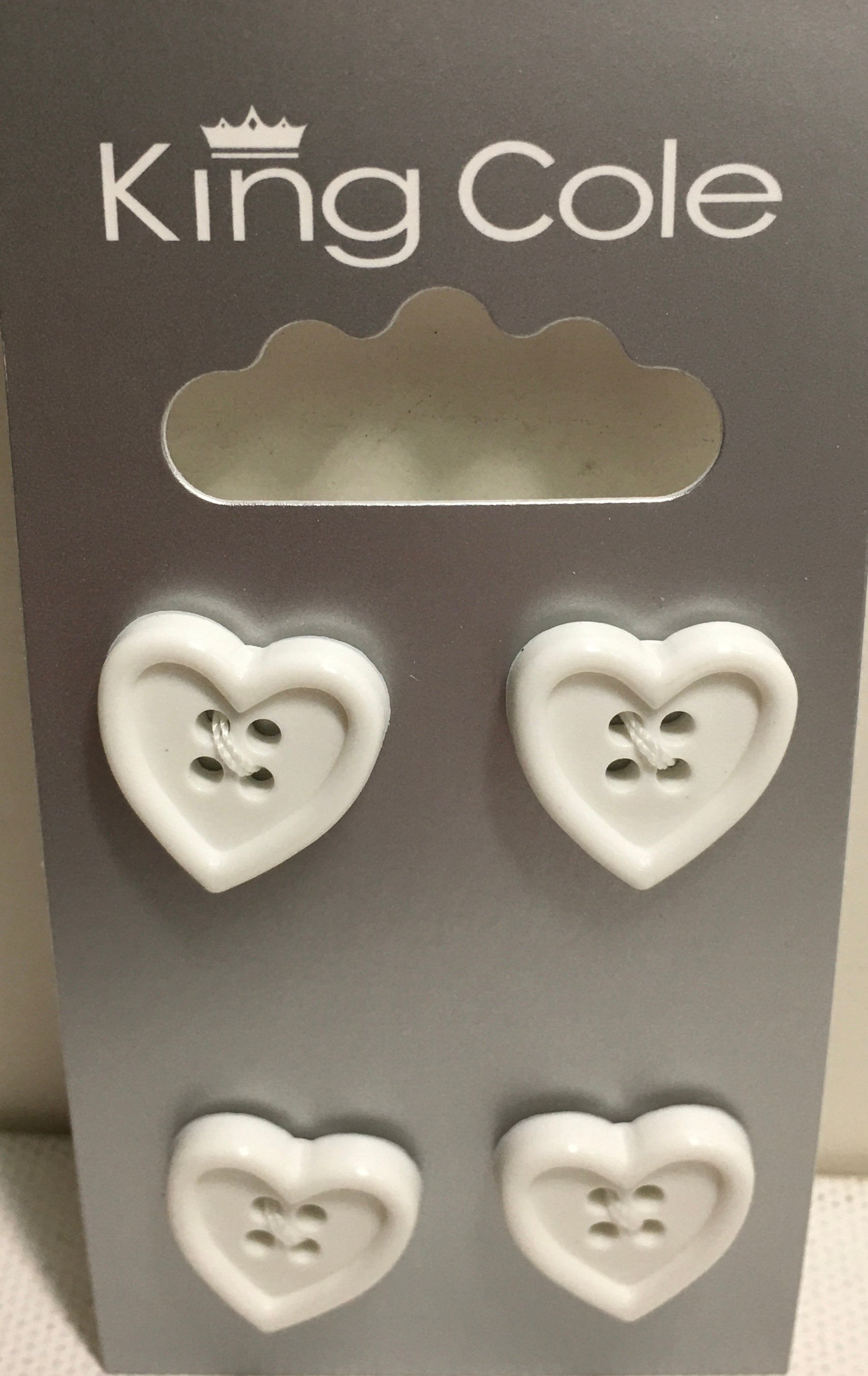 BUT017 Heart Buttons: White Shaped Hearts