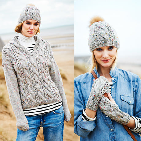 Stylecraft: 9556 Hooded Sweater, Hat & Mitts