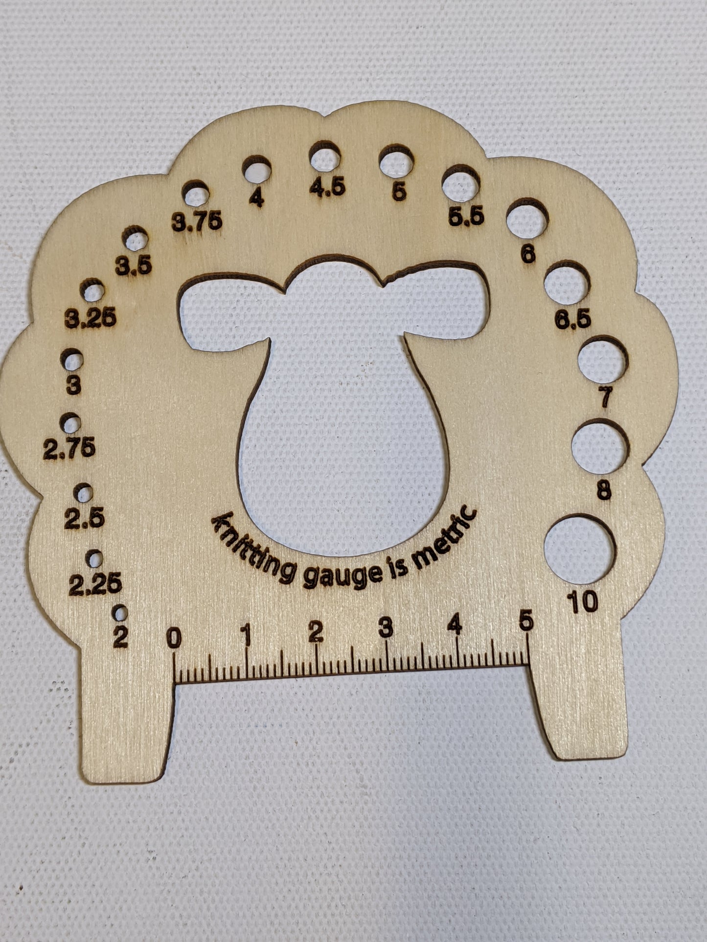 Wooden Sheep Knitting Gauge