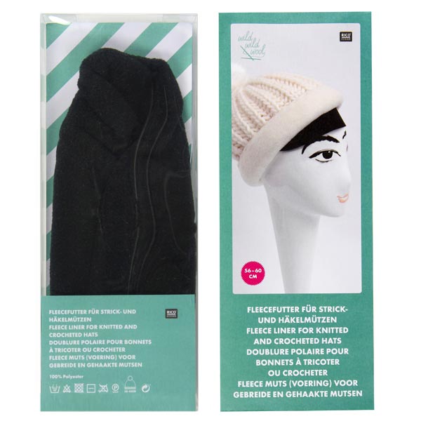 Fleece Black Hat Liner size 56-60cm