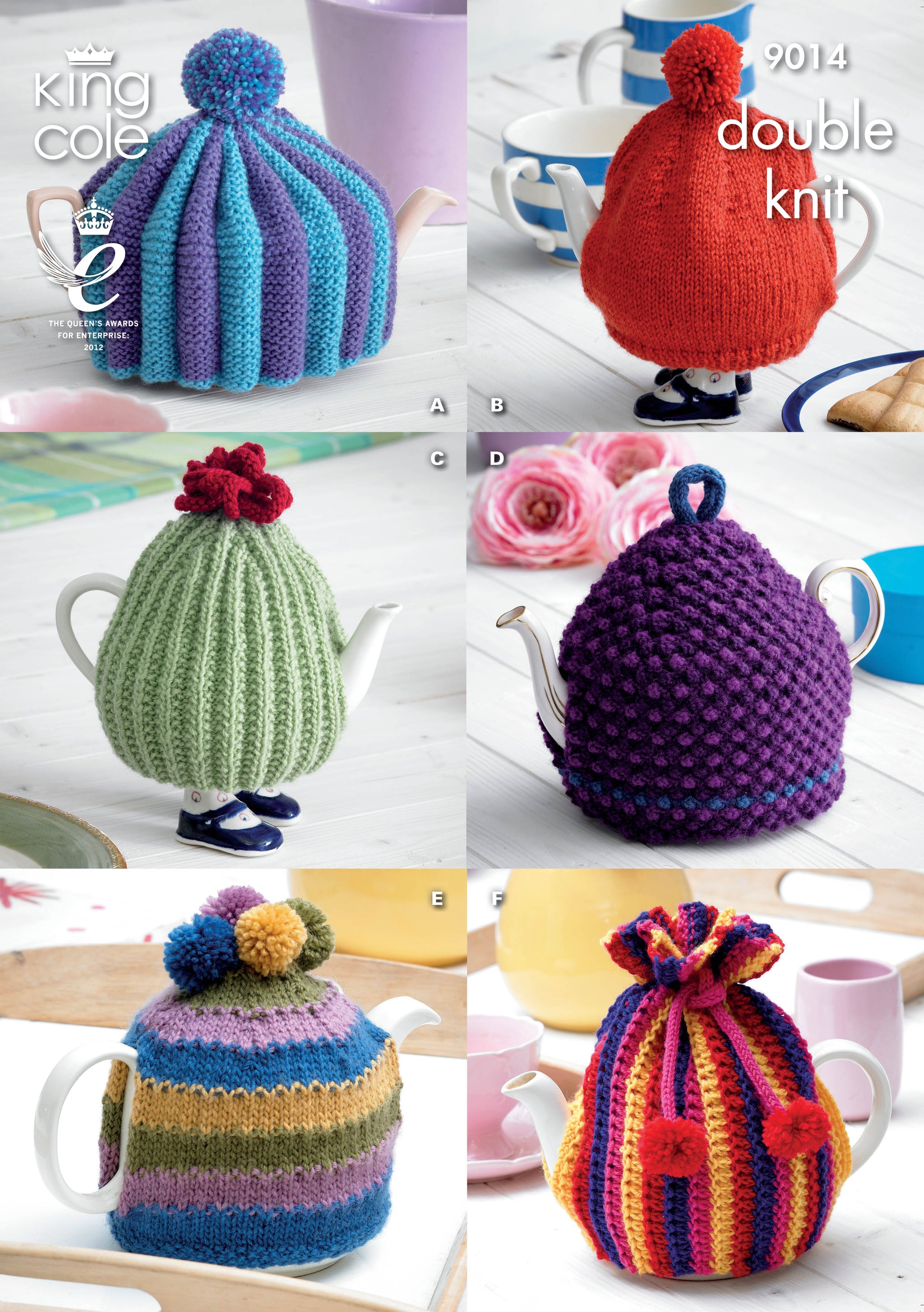 King Cole 9014 Tea Cosies in Merino Blend DK leaflet