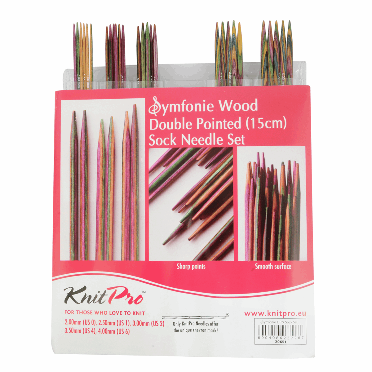 Knit Pro Symfonie Knitting Pins DPN Set of Five Sock Pin Kit 15cm