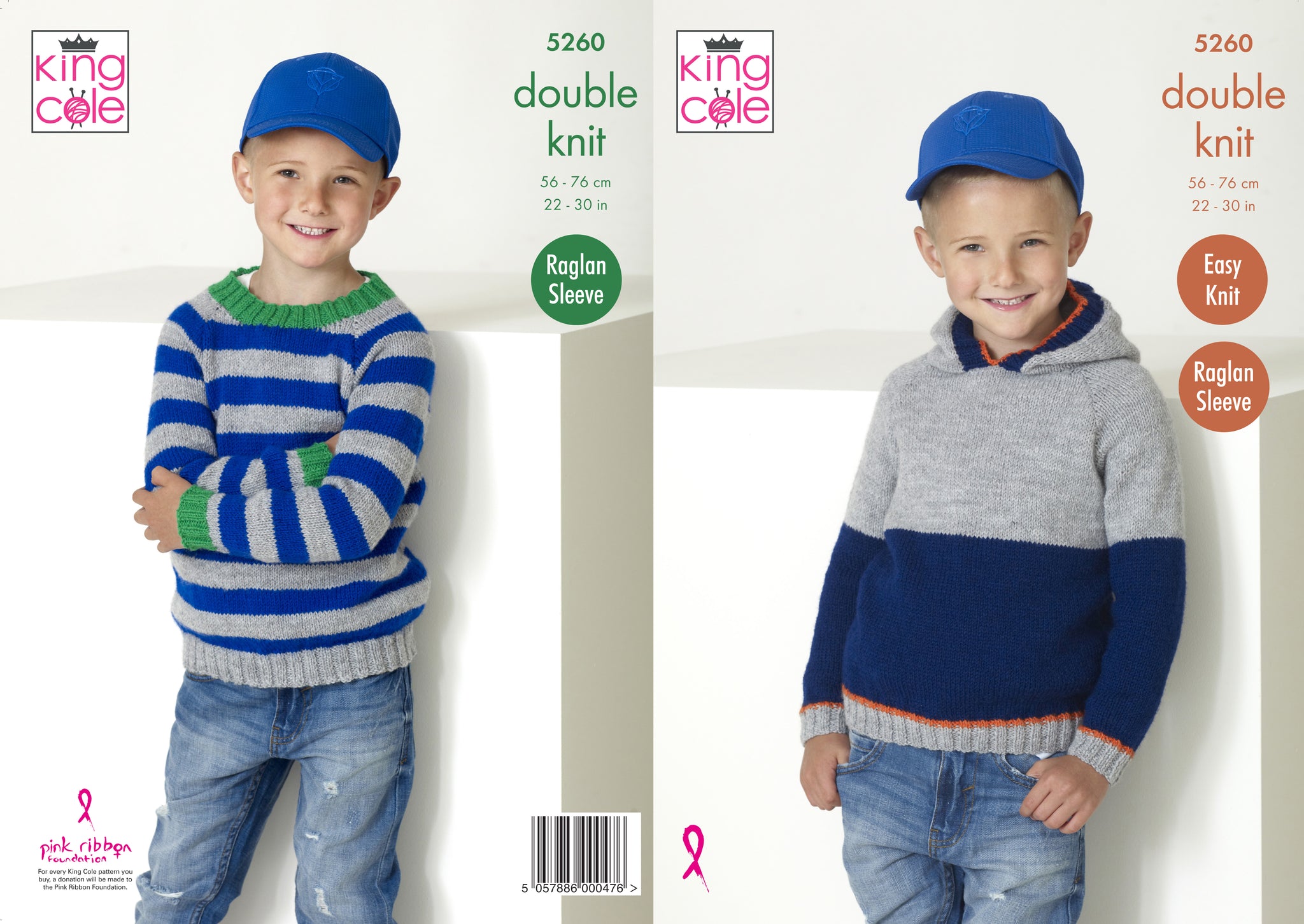 King Cole 5260 Children Hooded - Crew Neck Sweater 22”-30”