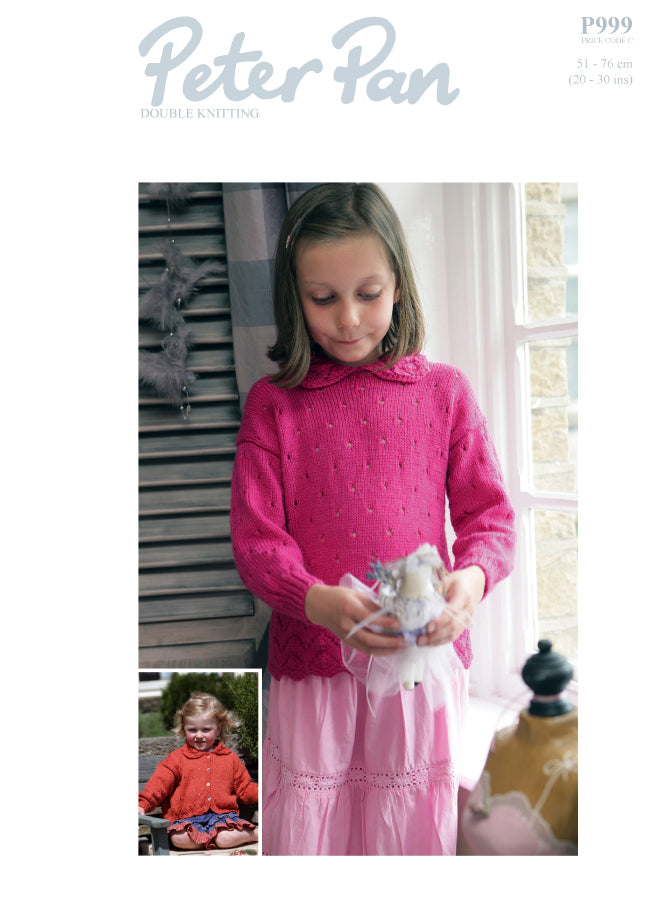 Wendy Peter Pan DK: P999 Children Lace Edge Sweater or Cardigan (Downloadable PDF)