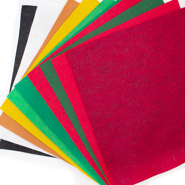 Felt Bundle 9” Square 10 different Colours Christmas