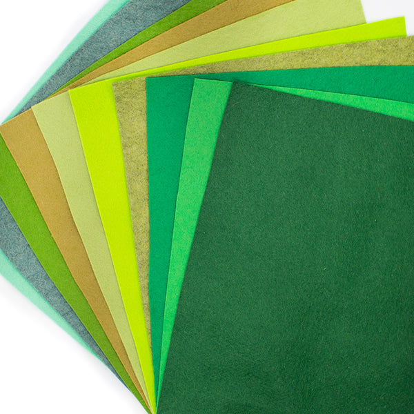 Felt Bundle 9” Square 10 different Colours Forest