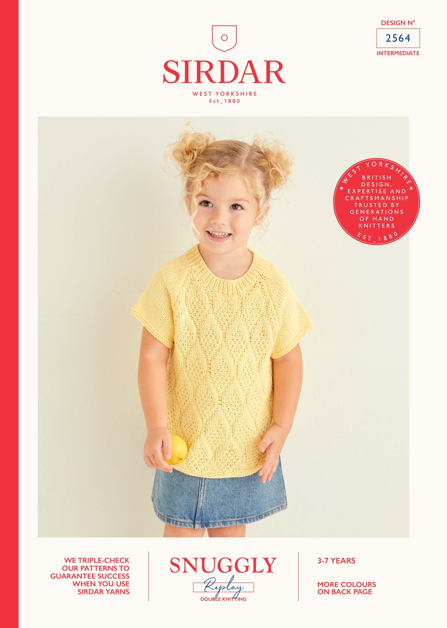 Sirdar Snuggly Replay DK Pattern 2564 Sweater Long or short sleeves  3-7 Years
