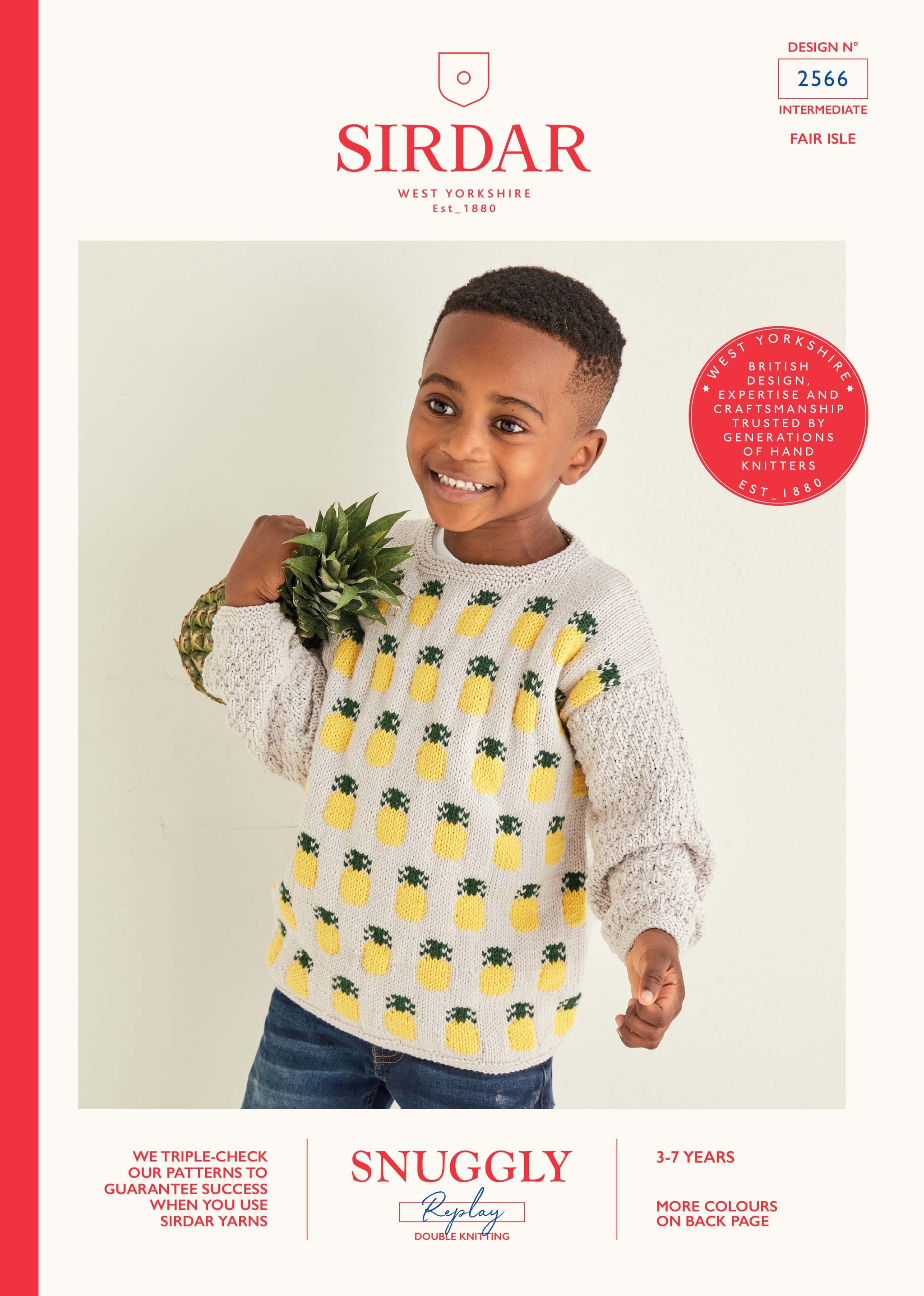 Sirdar Snuggly Replay DK Pattern 2566 Pineapple Sweater 3-7 Years