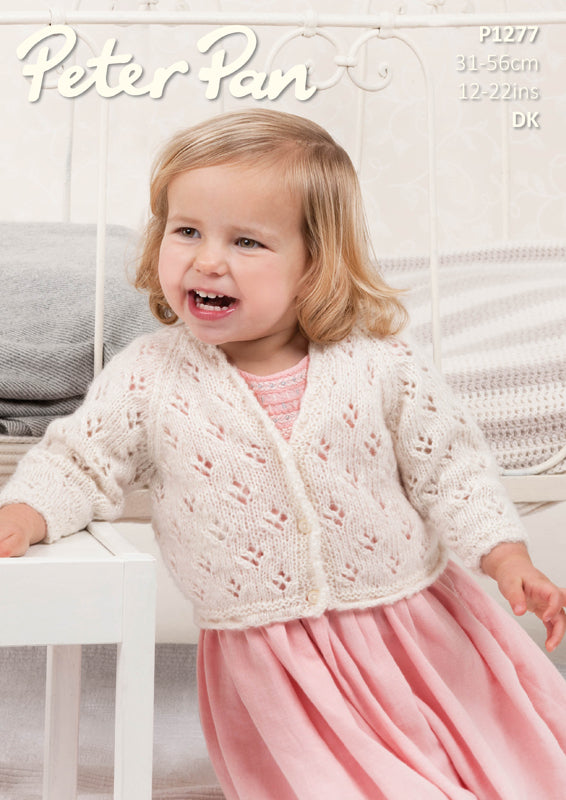 Peter Pan DK P1277 Raglan round Neck  or V Neck Cardigan and Gilet 12”-22” (Downloadable PDF)