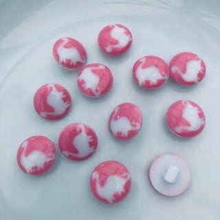 Dinosaur Button 15mm Pink/White