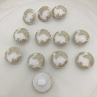 Dinosaur Button 15mm Grey/White