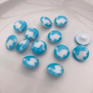 Dinosaur Button 15mm Blue/White