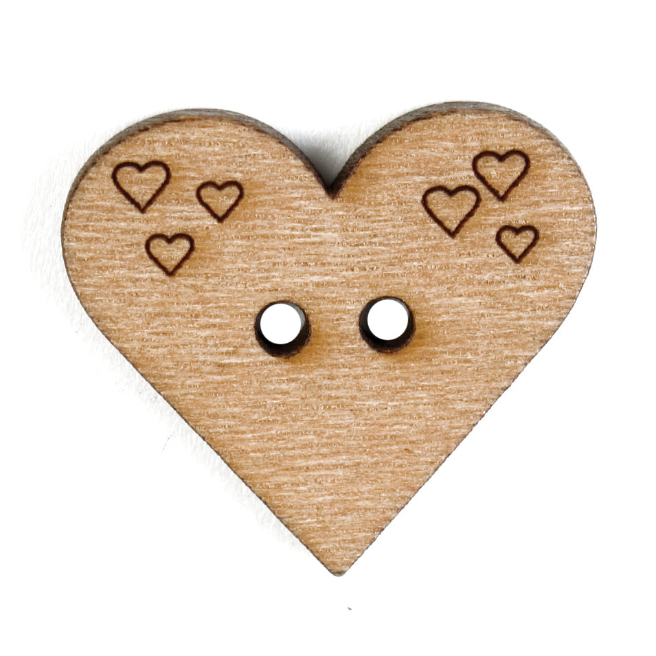 Wooden Heart Button 25mm Button