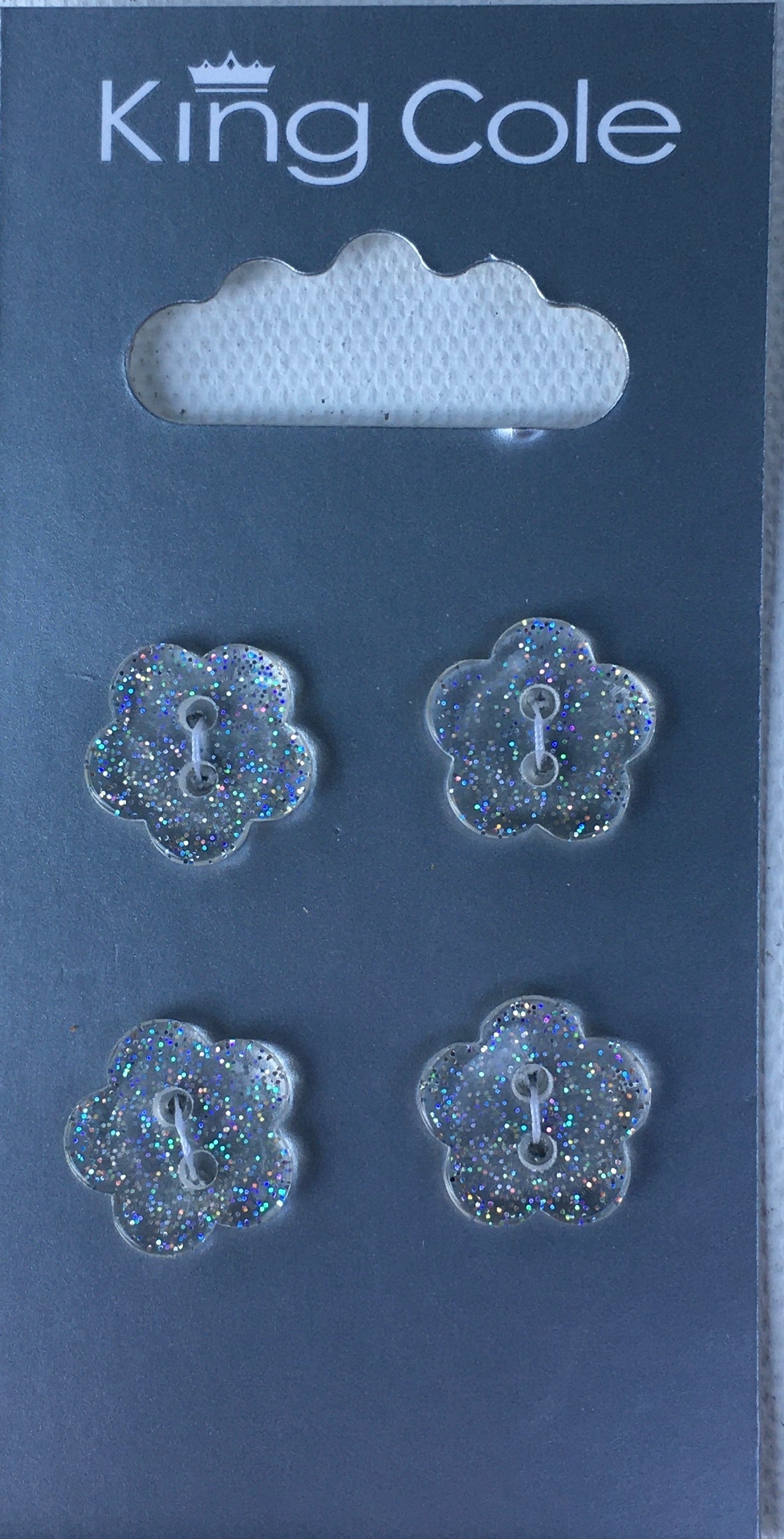 BUT027 Flower Buttons Glitter Small