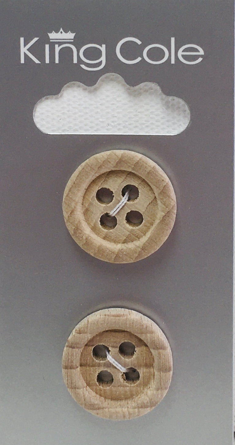 BUT100 Rimmed Round Buttons Wood Large 4 hole