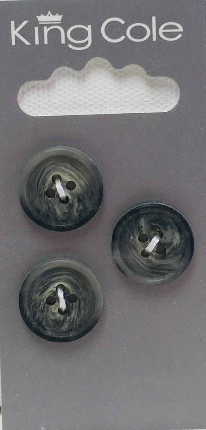 BUT108 Rimmed Shell Round Buttons Grey Medium