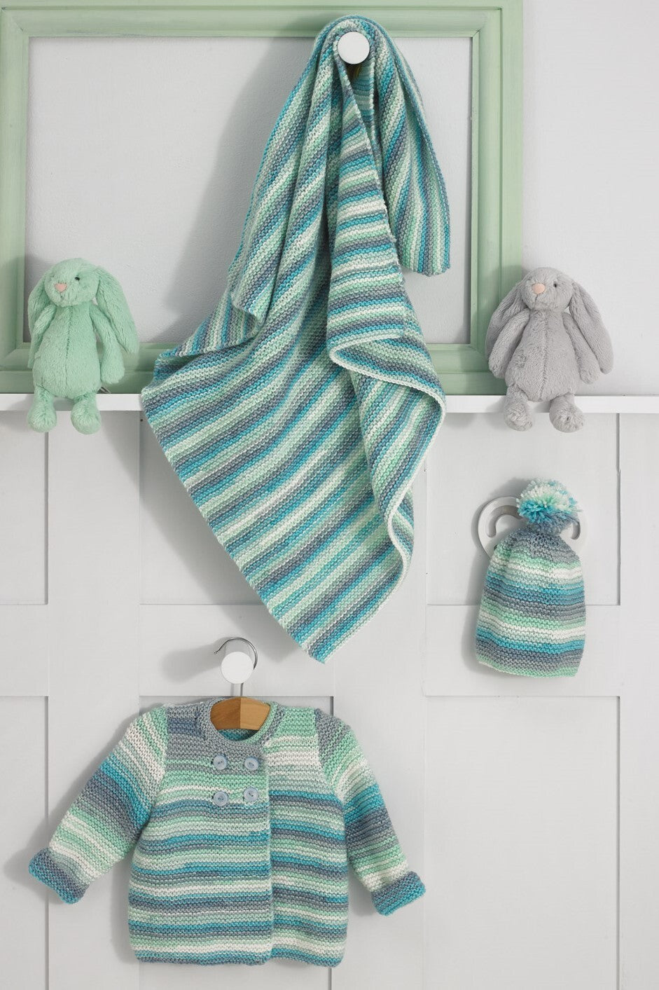 JB748: Twinkle DK Cardigan, Hat,  Blanket 14” - 22”