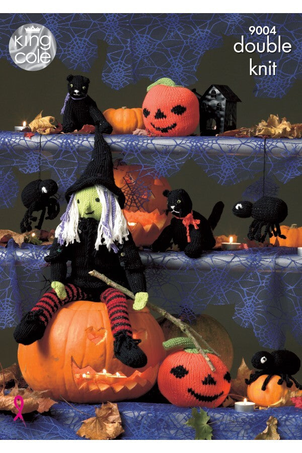 King Cole 9004 - Halloween Witch, Cat, Spider and Pumpkin in Bamboo Cotton DK