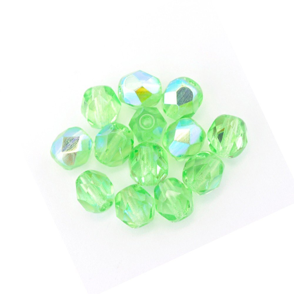 Gutermann 4mm Round Faceted Glass Beads 8430 Lime