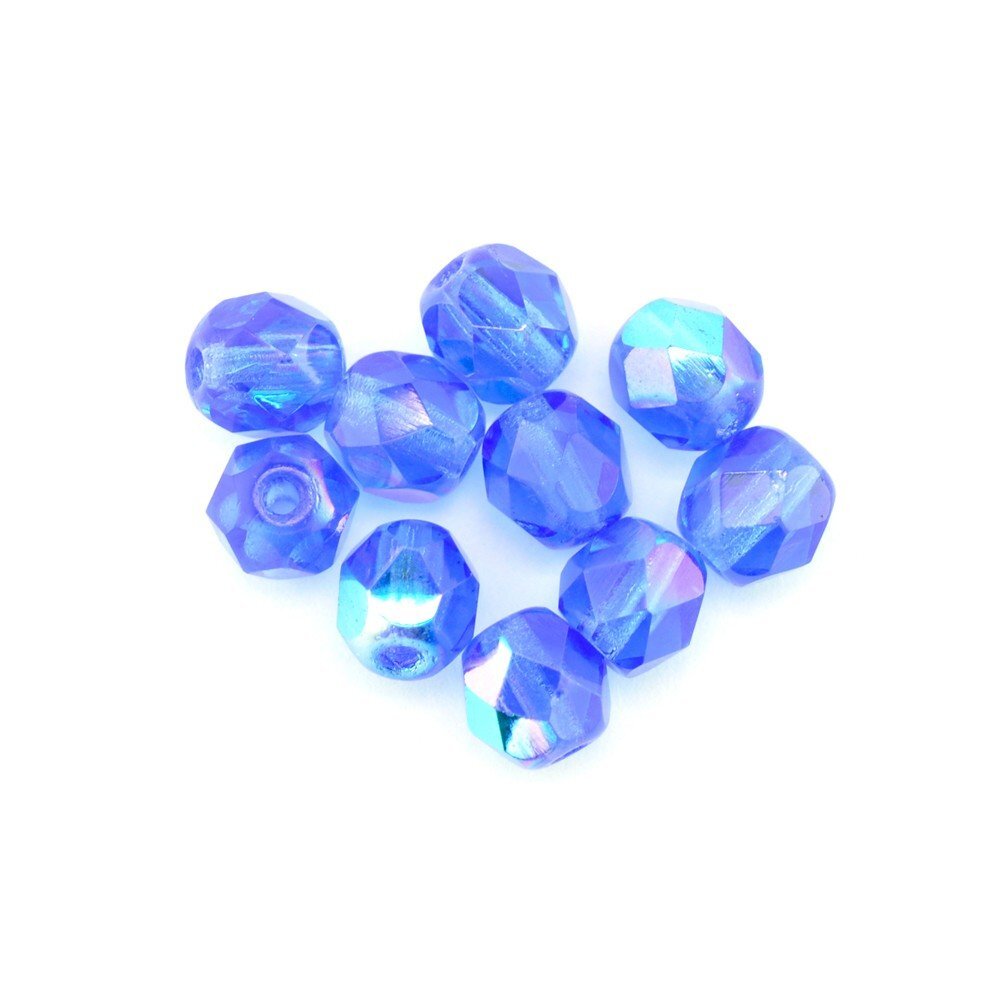Gutermann 4mm Round Faceted Glass Beads 9626 Blue