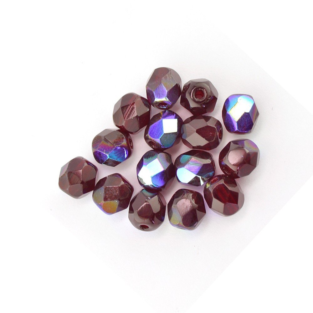 Gutermann 4mm Round Faceted Glass Beads 4395 Dark Red