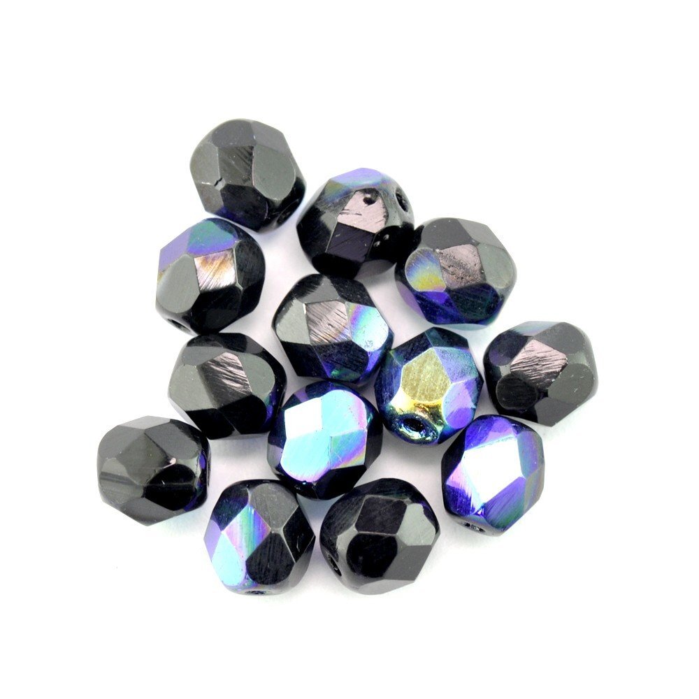 Gutermann 6mm Round Faceted Glass Beads 1000 Black