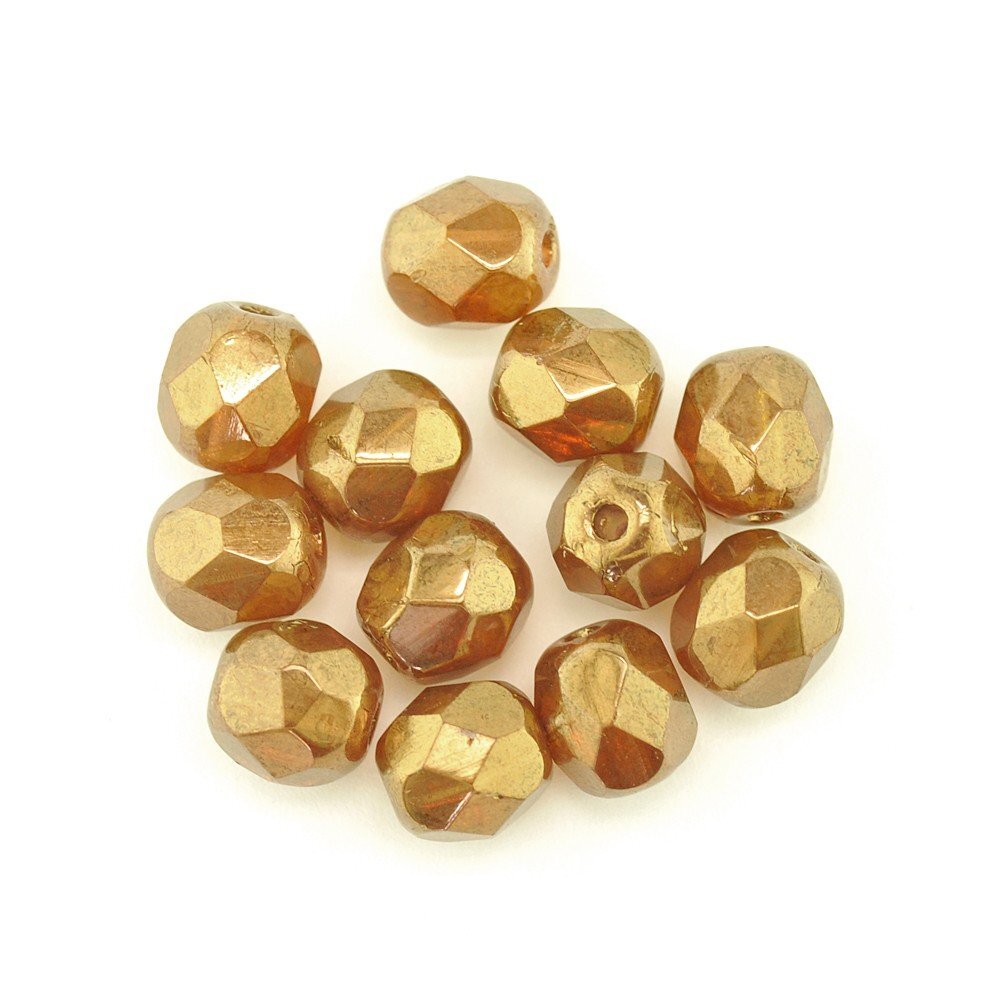 Gutermann 6mm Round Faceted Glass Beads 9980 Bronze