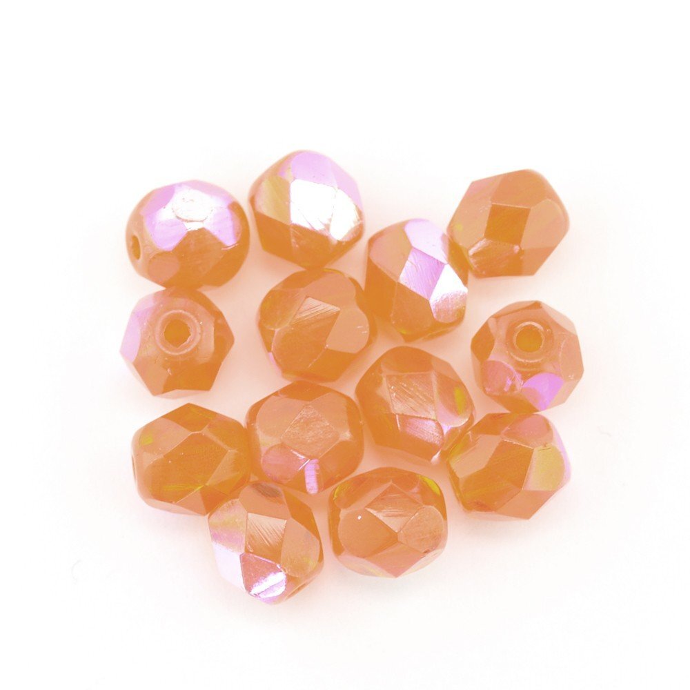 Gutermann 6mm Round Faceted Glass Beads 3570 Orange
