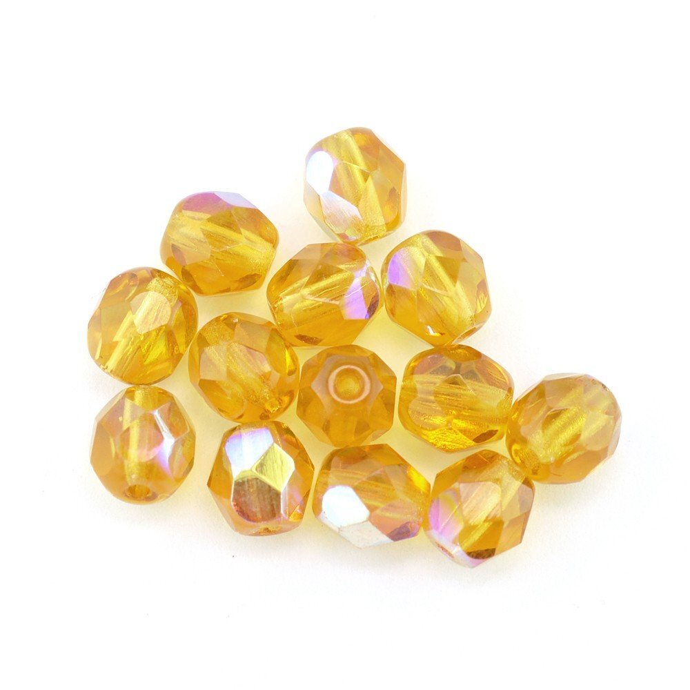 Gutermann 6mm Round Faceted Glass Beads 8940 Topaz