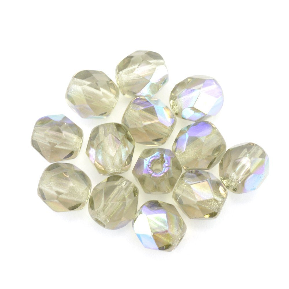 Gutermann 6mm Round Faceted Glass Beads 2525 Smoke