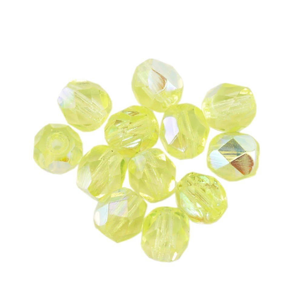 Gutermann 6mm Round Faceted Glass Beads 8580 Yellow