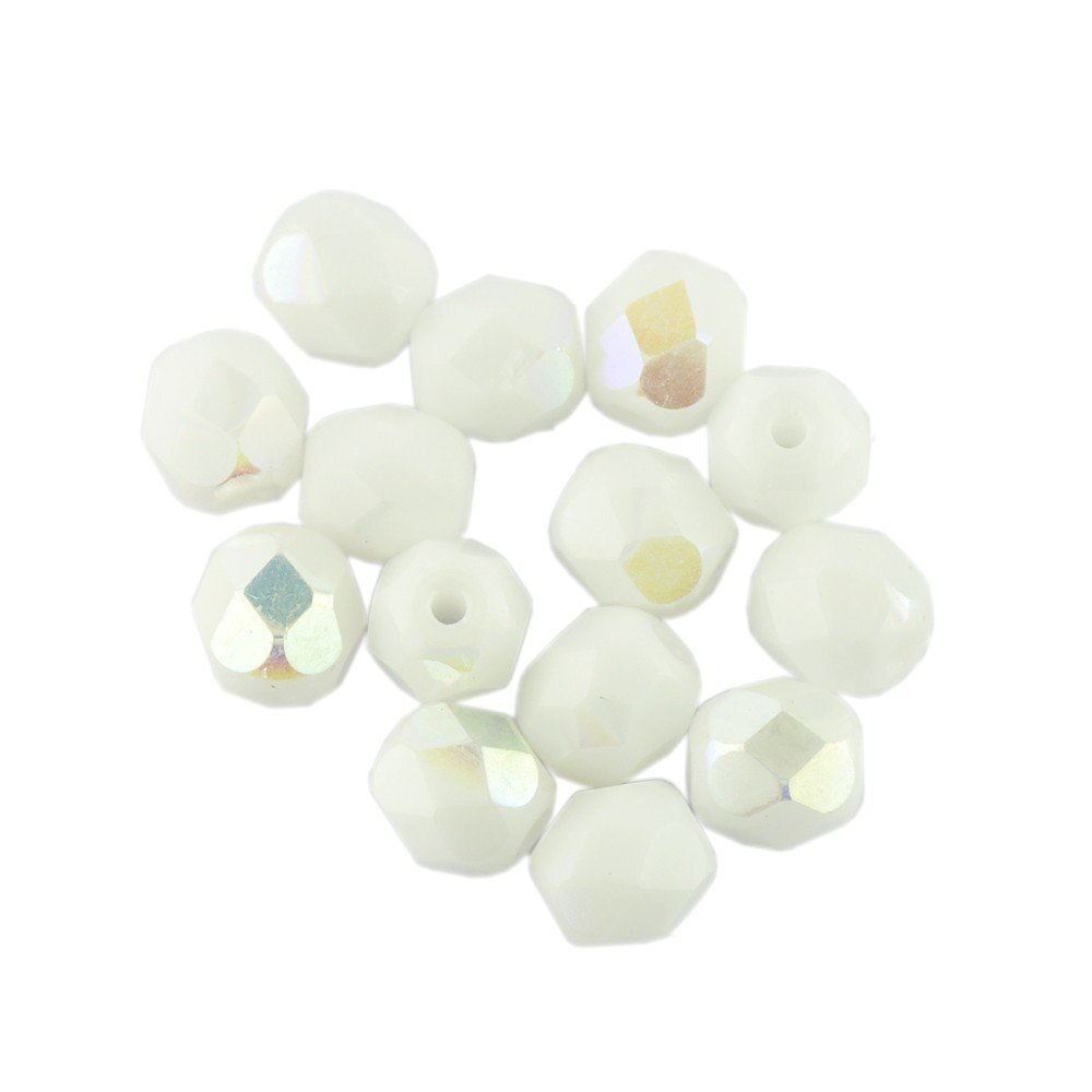 Gutermann 6mm Round Faceted Glass Beads 1005 White